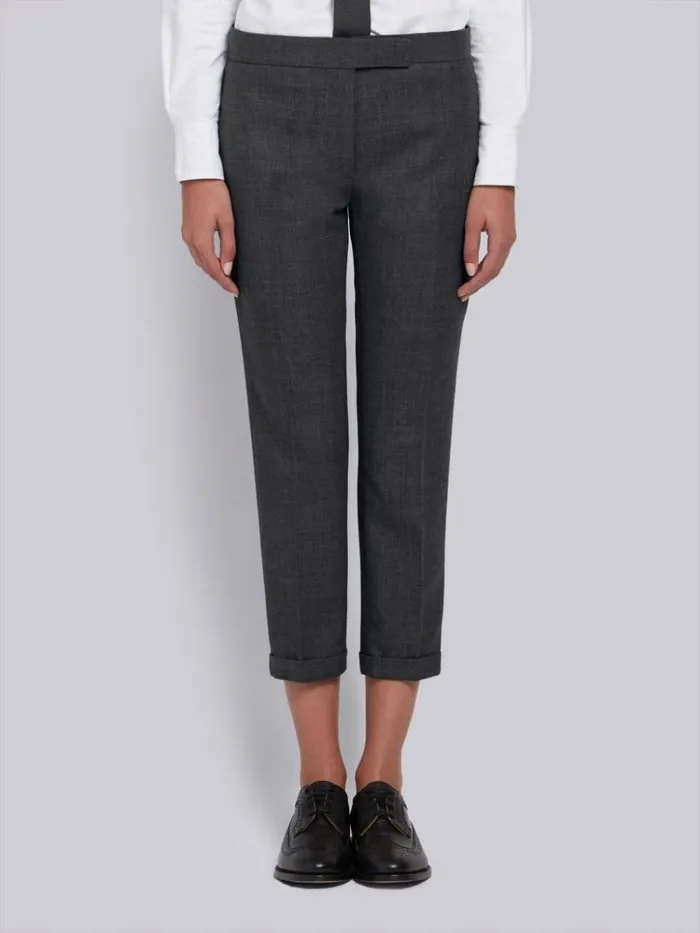 2ply Wool Fresco Lowrise Skinny Trouser Dark Grey Women Thom Browne Trousers