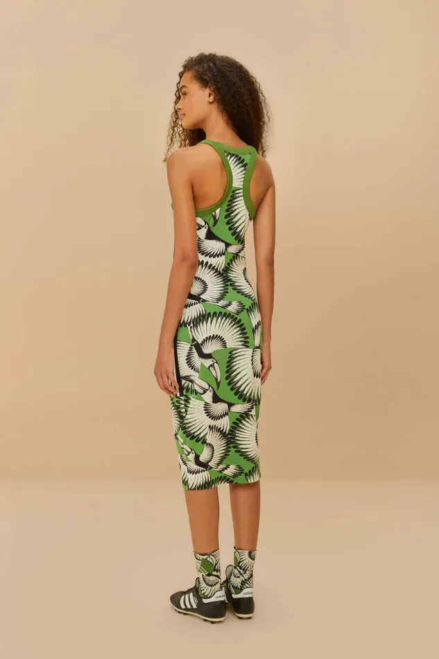 Adidas Toucan Wings Midi Dress Crew Green Women FARM Rio Midi Dresses Adidas Toucan Wings Midi Dress Crew Green Women FARM Rio Midi Dresses
