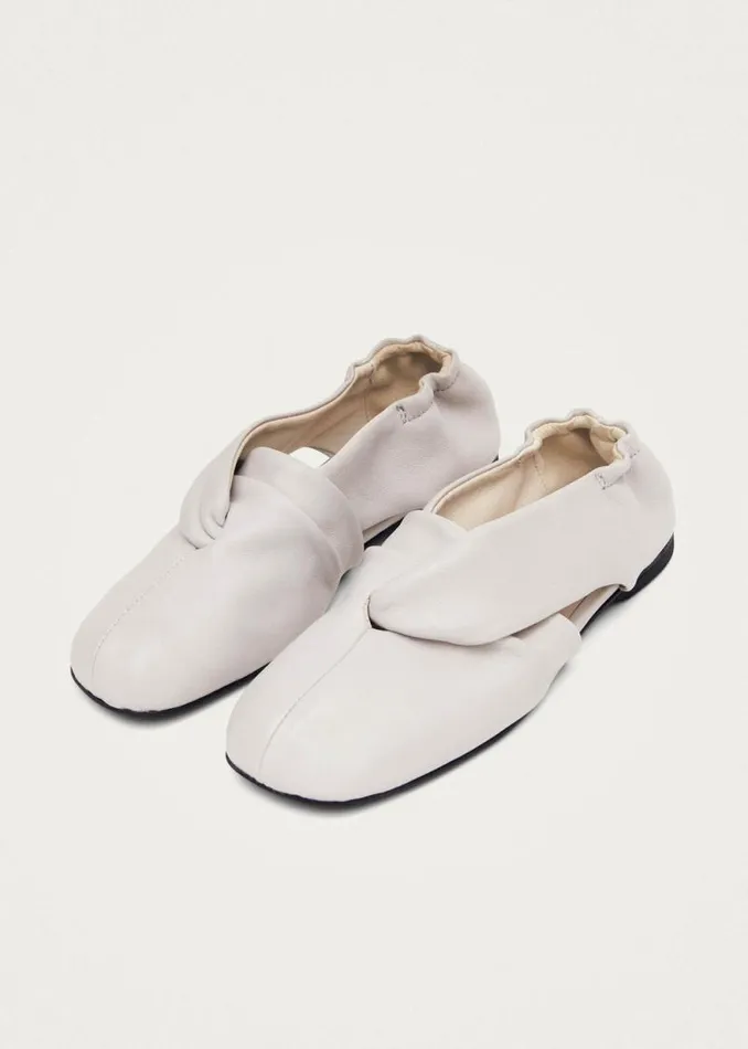 Alaula Light Grey Leather Ballet Flats Women ALOHAS Ballet Flats