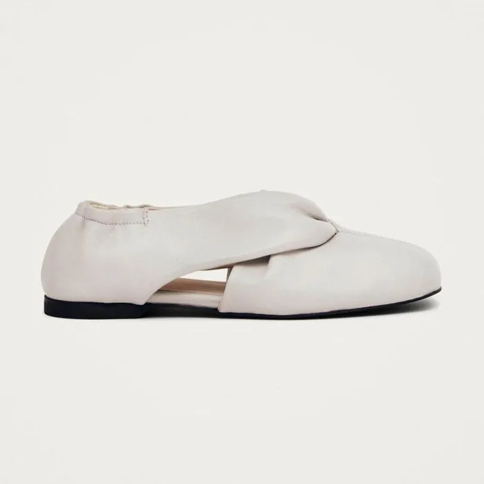 Alaula Light Grey Leather Ballet Flats Women ALOHAS Ballet Flats