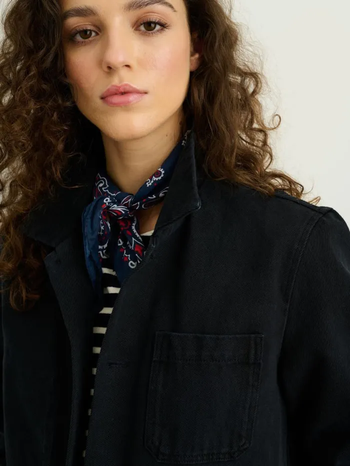 Alex Mill Britt Work Jacket In Recycled Denim Washed Black Women Jackets Outerwear