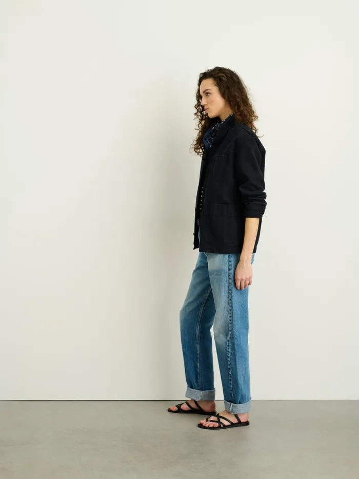 Alex Mill Britt Work Jacket In Recycled Denim Washed Black Women Jackets Outerwear