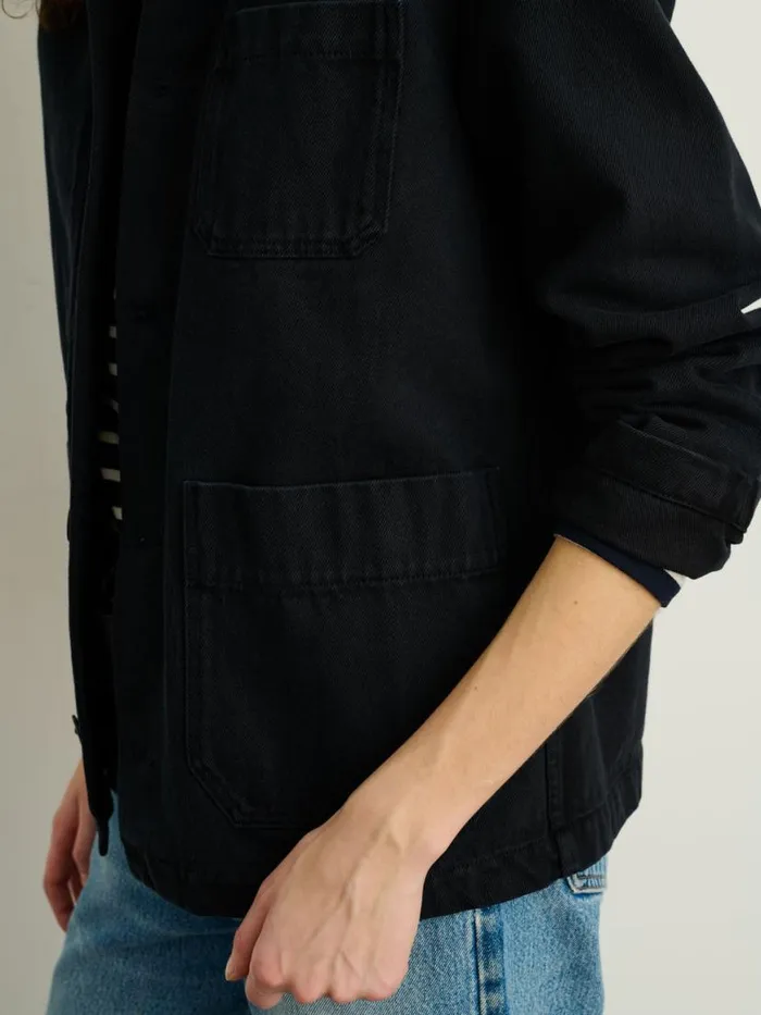 Alex Mill Britt Work Jacket In Recycled Denim Washed Black Women Jackets Outerwear