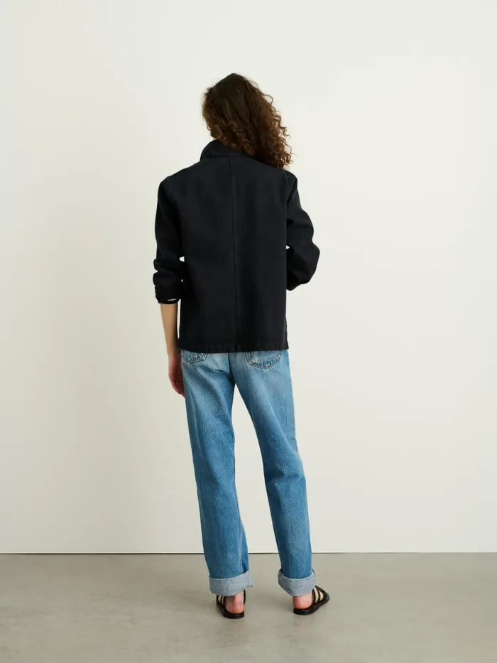 Alex Mill Britt Work Jacket In Recycled Denim Washed Black Women Jackets Outerwear