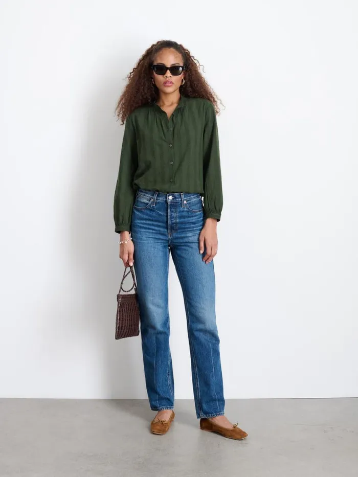 Alex Mill Cari Top Pine Needle Women Shirts Tops