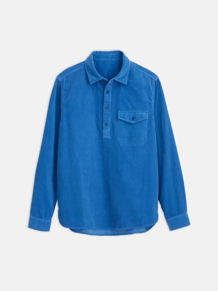 Alex Mill Carter Popover Shirt In Fine Wale Corduroy Aegean Blue Men Shirts