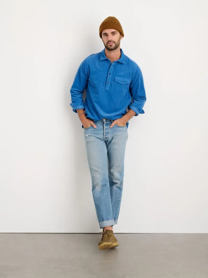 Alex Mill Carter Popover Shirt In Fine Wale Corduroy Aegean Blue Men Shirts