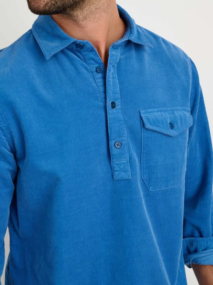 Alex Mill Carter Popover Shirt In Fine Wale Corduroy Aegean Blue Men Shirts