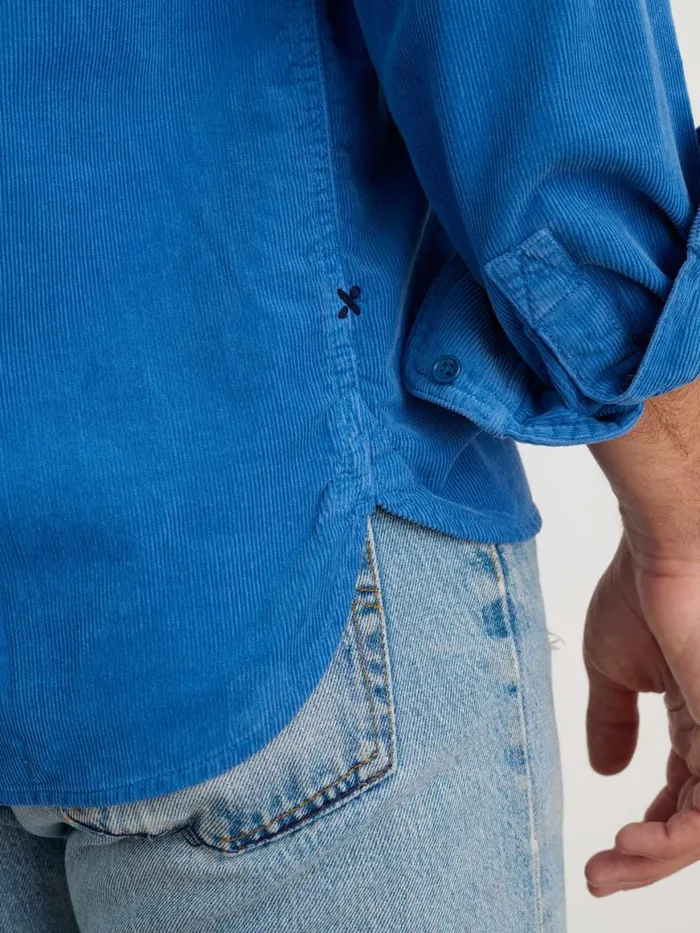 Alex Mill Carter Popover Shirt In Fine Wale Corduroy Aegean Blue Men Shirts