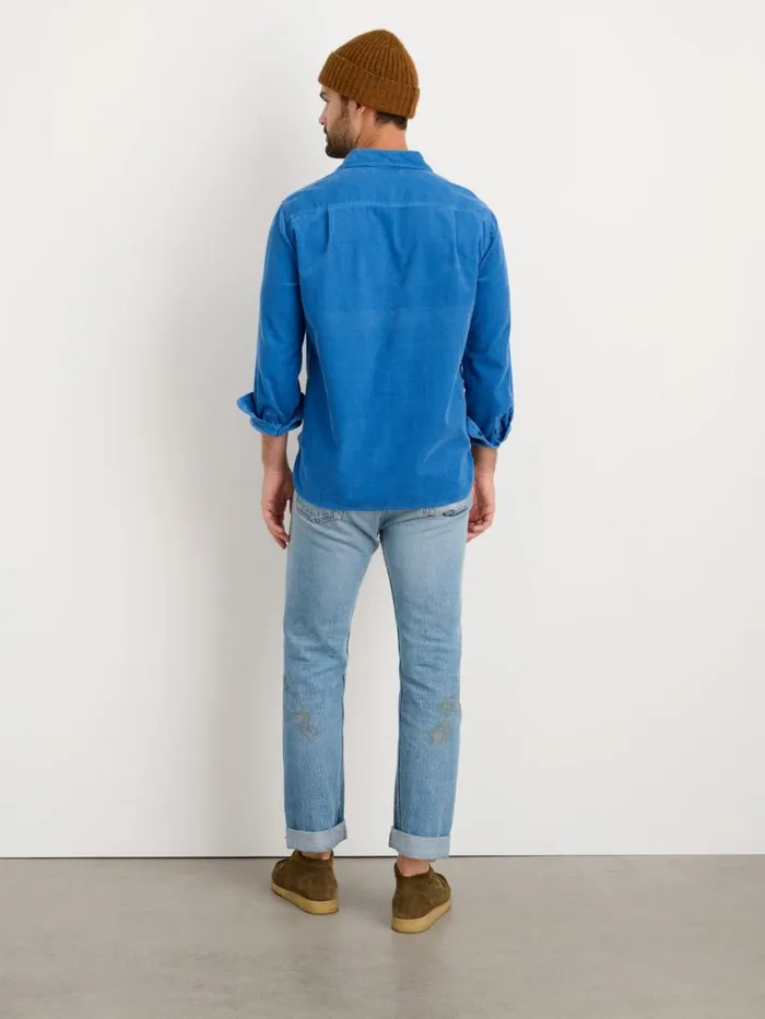 Alex Mill Carter Popover Shirt In Fine Wale Corduroy Aegean Blue Men Shirts