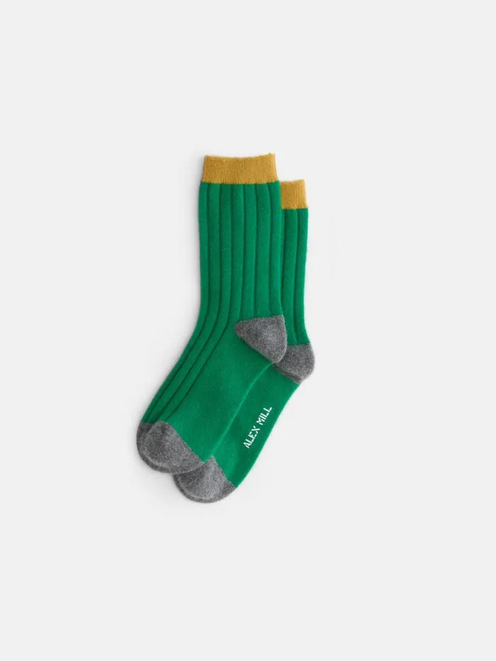 Alex Mill Cashmere Socks Greenheather Greygold Women Accessories
