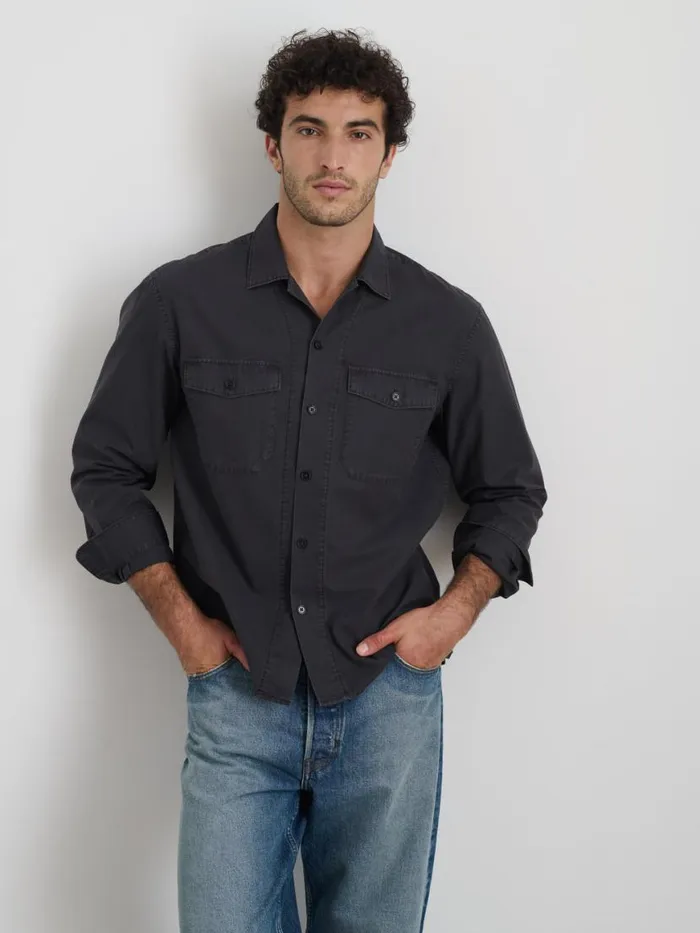 Alex Mill Field Shirt In Crosshatch Cotton Charcoal Men Shirts