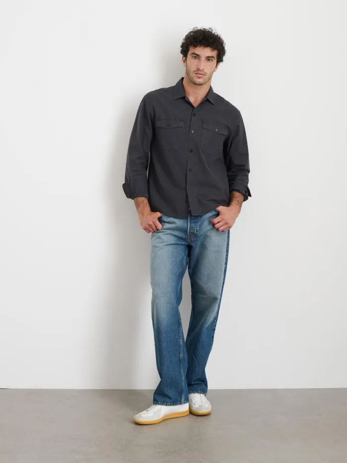 Alex Mill Field Shirt In Crosshatch Cotton Charcoal Men Shirts