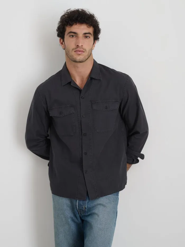 Alex Mill Field Shirt In Crosshatch Cotton Charcoal Men Shirts
