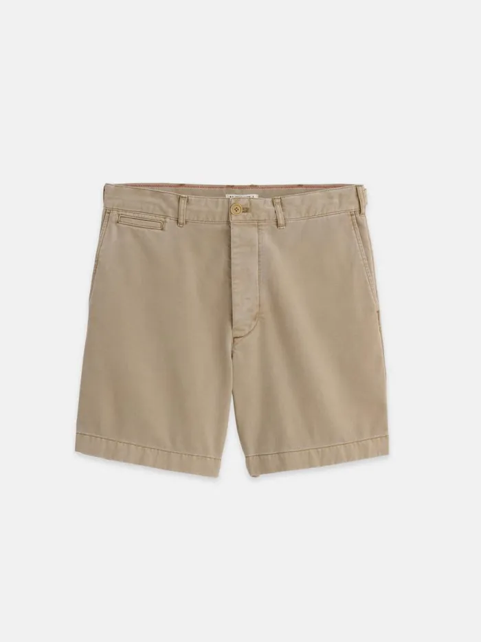 Alex Mill Flat Front Short In Vintage Washed Chino Faded Khaki Men Shorts