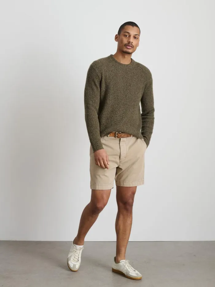 Alex Mill Flat Front Short In Vintage Washed Chino Faded Khaki Men Shorts