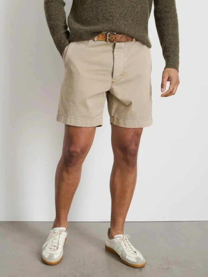 Alex Mill Flat Front Short In Vintage Washed Chino Faded Khaki Men Shorts