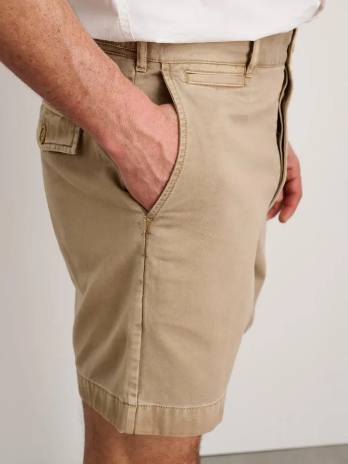 Alex Mill Flat Front Short In Vintage Washed Chino Faded Khaki Men Shorts