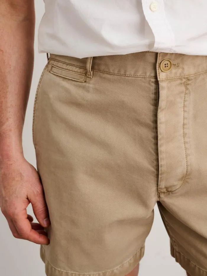 Alex Mill Flat Front Short In Vintage Washed Chino Faded Khaki Men Shorts