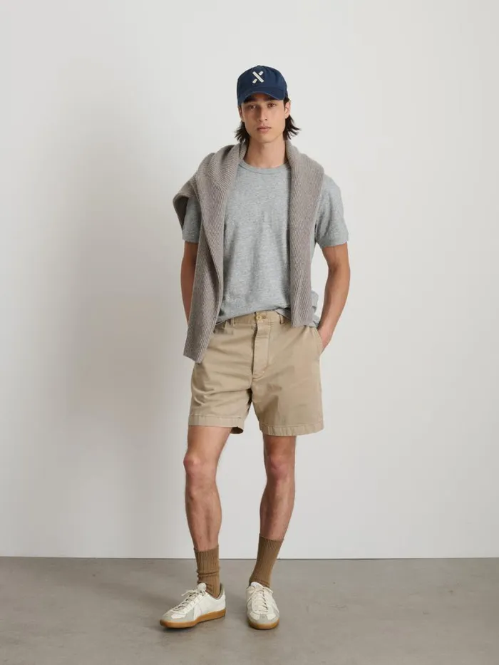 Alex Mill Flat Front Short In Vintage Washed Chino Faded Khaki Men Shorts