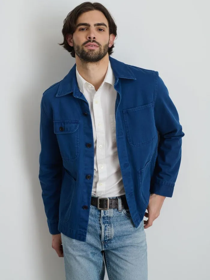 Alex Mill Garment Dyed Work Jacket In Recycled Denim French Navy Men Jackets Coats