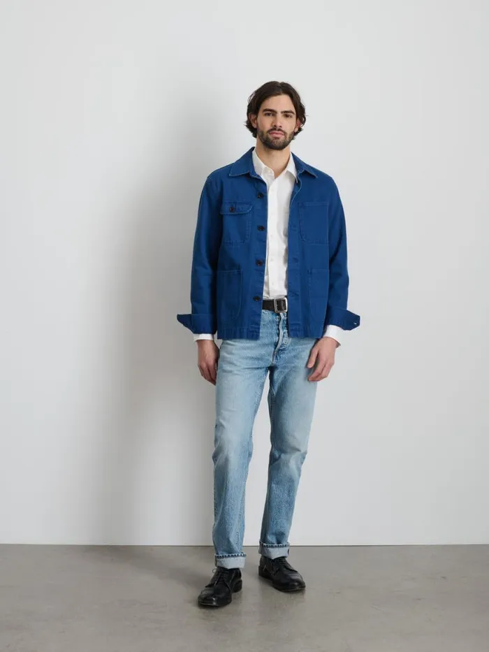 Alex Mill Garment Dyed Work Jacket In Recycled Denim French Navy Men Jackets Coats