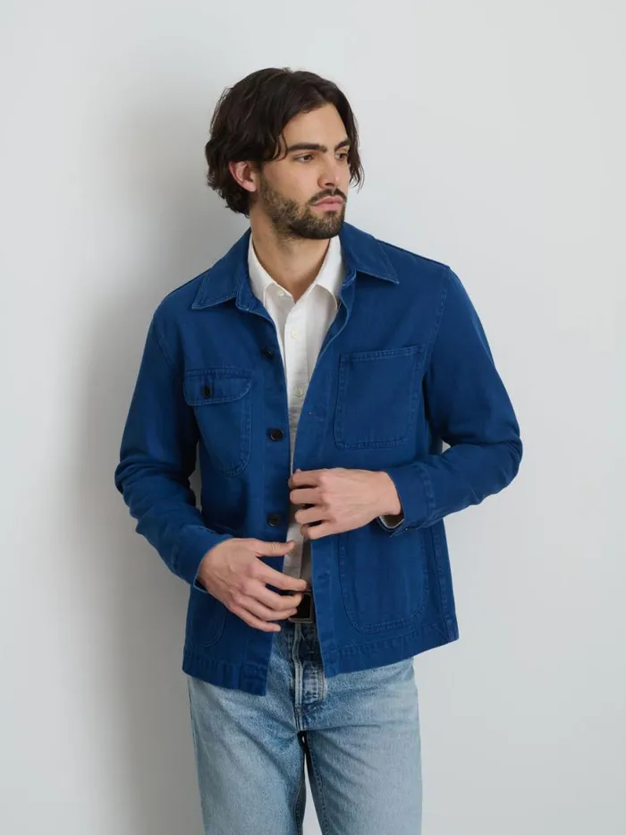 Alex Mill Garment Dyed Work Jacket In Recycled Denim French Navy Men Jackets Coats