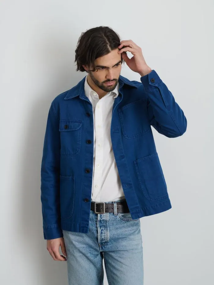 Alex Mill Garment Dyed Work Jacket In Recycled Denim French Navy Men Jackets Coats