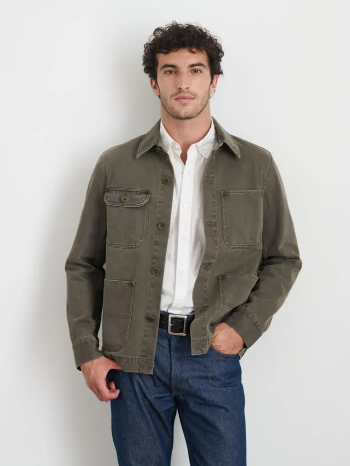 Alex Mill Garment Dyed Work Jacket In Recycled Denim Thyme Men Jackets Coats