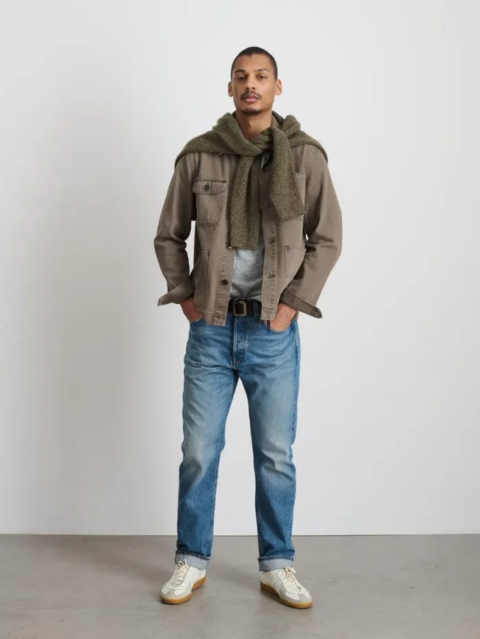 Alex Mill Garment Dyed Work Jacket In Recycled Denim Thyme Men Jackets Coats