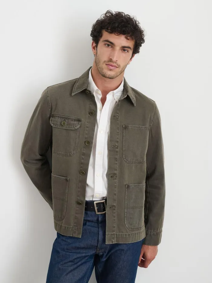 Alex Mill Garment Dyed Work Jacket In Recycled Denim Thyme Men Jackets Coats