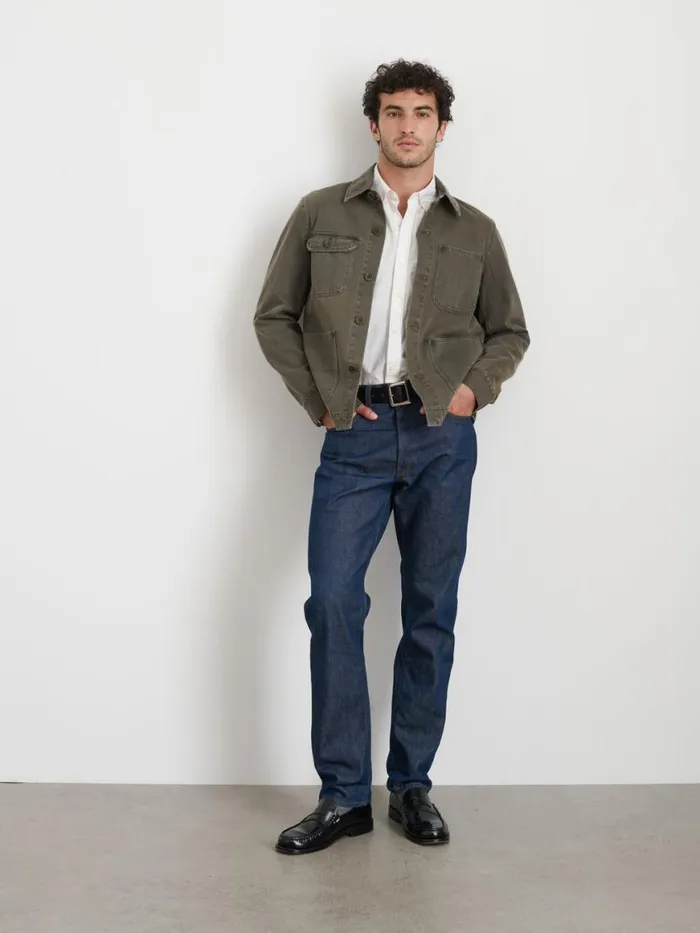 Alex Mill Garment Dyed Work Jacket In Recycled Denim Thyme Men Jackets Coats