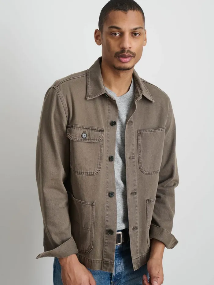 Alex Mill Garment Dyed Work Jacket In Recycled Denim Thyme Men Jackets Coats