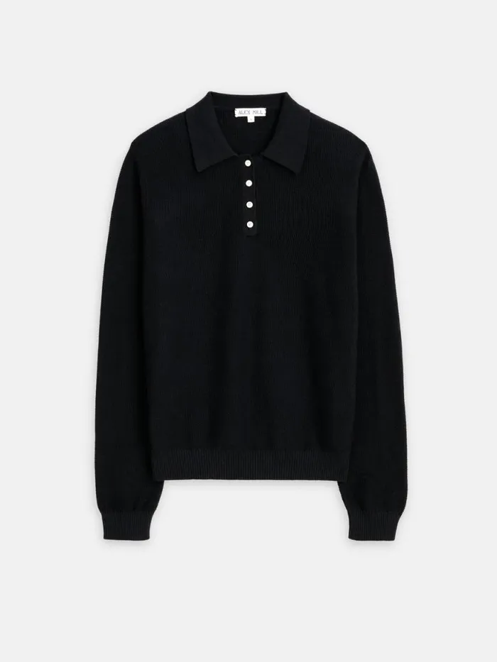 Alex Mill Jac Polo Sweater Black Women Sweaters