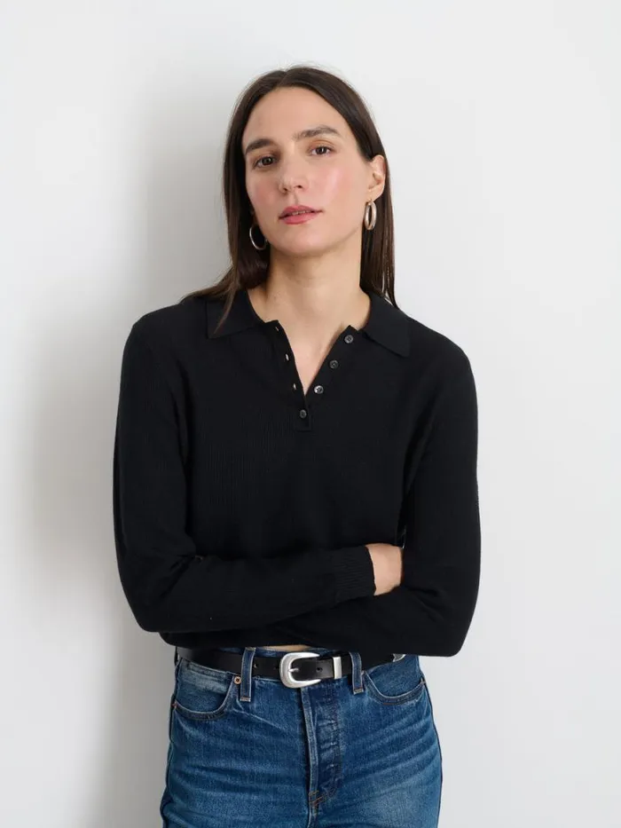 Alex Mill Jac Polo Sweater Black Women Sweaters