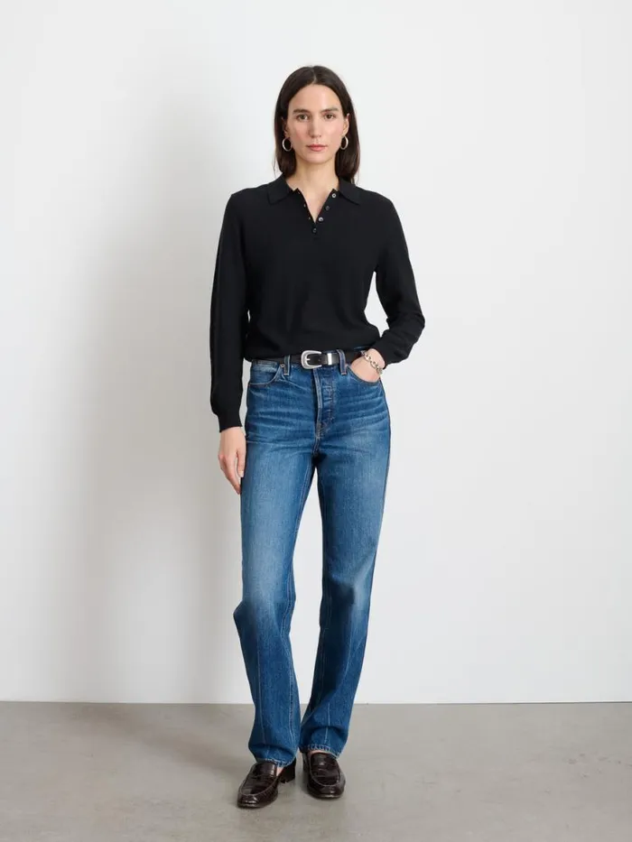 Alex Mill Jac Polo Sweater Black Women Sweaters