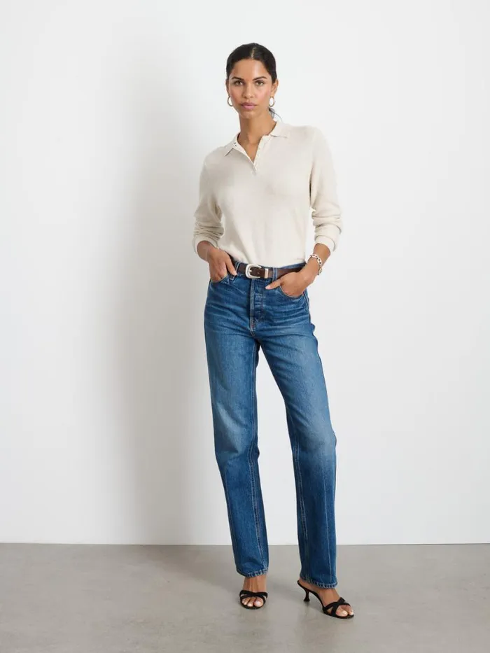 Alex Mill Jac Polo Sweater Oatmeal Women Sweaters