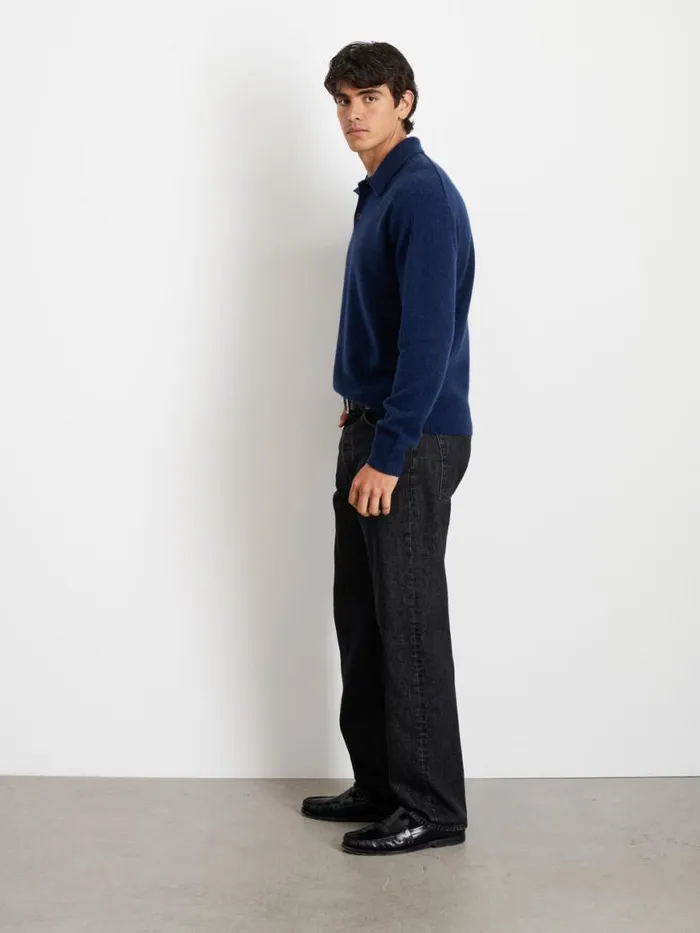 Alex Mill Jacob Polo Sweater In Cashmere Heather Navy Men Sweaters Sweatshirts
