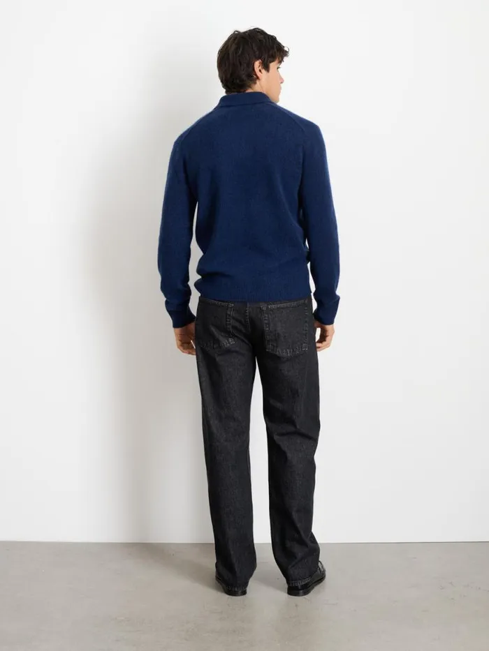 Alex Mill Jacob Polo Sweater In Cashmere Heather Navy Men Sweaters Sweatshirts