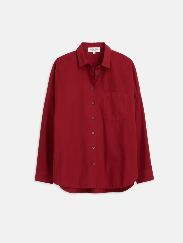 Alex Mill Jo Shirt In Cotton Poplin Maroon Women Shirts Tops