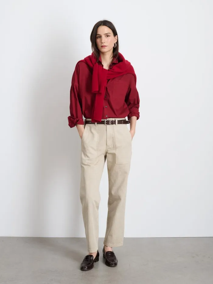 Alex Mill Jo Shirt In Cotton Poplin Maroon Women Shirts Tops