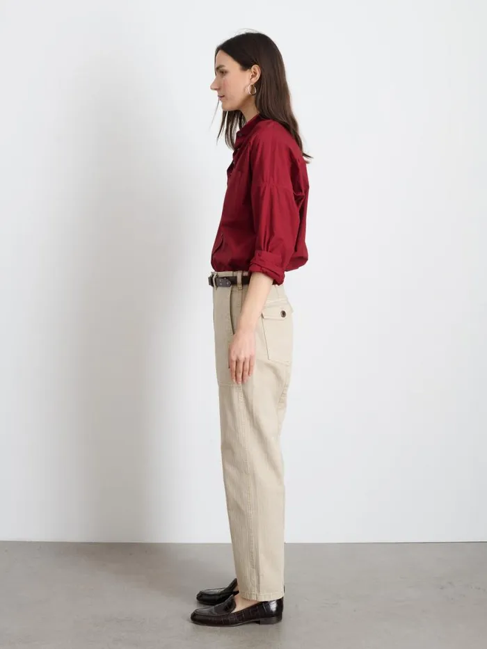 Alex Mill Jo Shirt In Cotton Poplin Maroon Women Shirts Tops