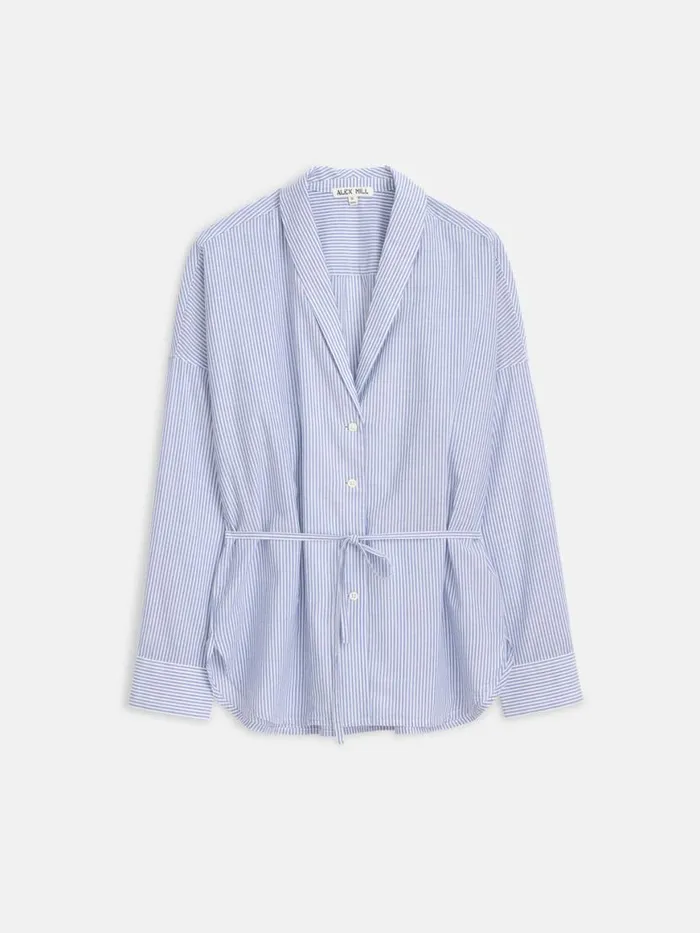 Alex Mill Karlie Shirt In Striped Cotton Voile Navywhite Women Shirts Tops