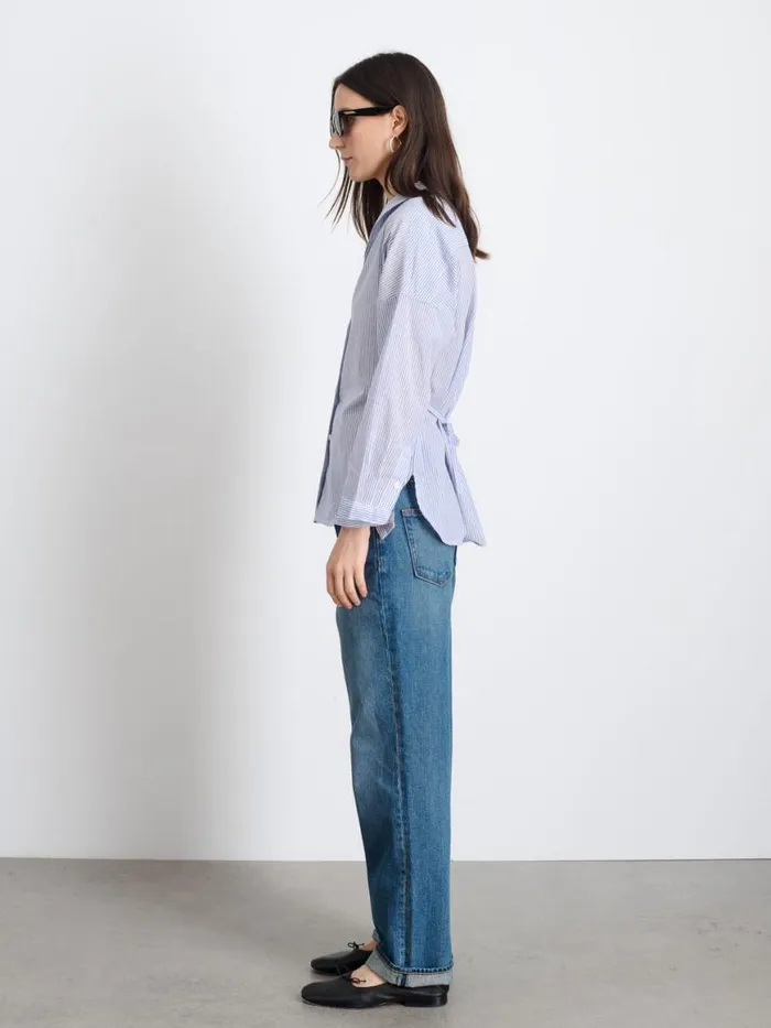 Alex Mill Karlie Shirt In Striped Cotton Voile Navywhite Women Shirts Tops