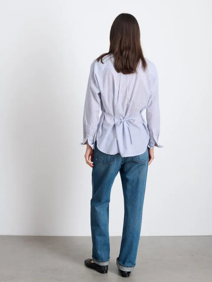 Alex Mill Karlie Shirt In Striped Cotton Voile Navywhite Women Shirts Tops