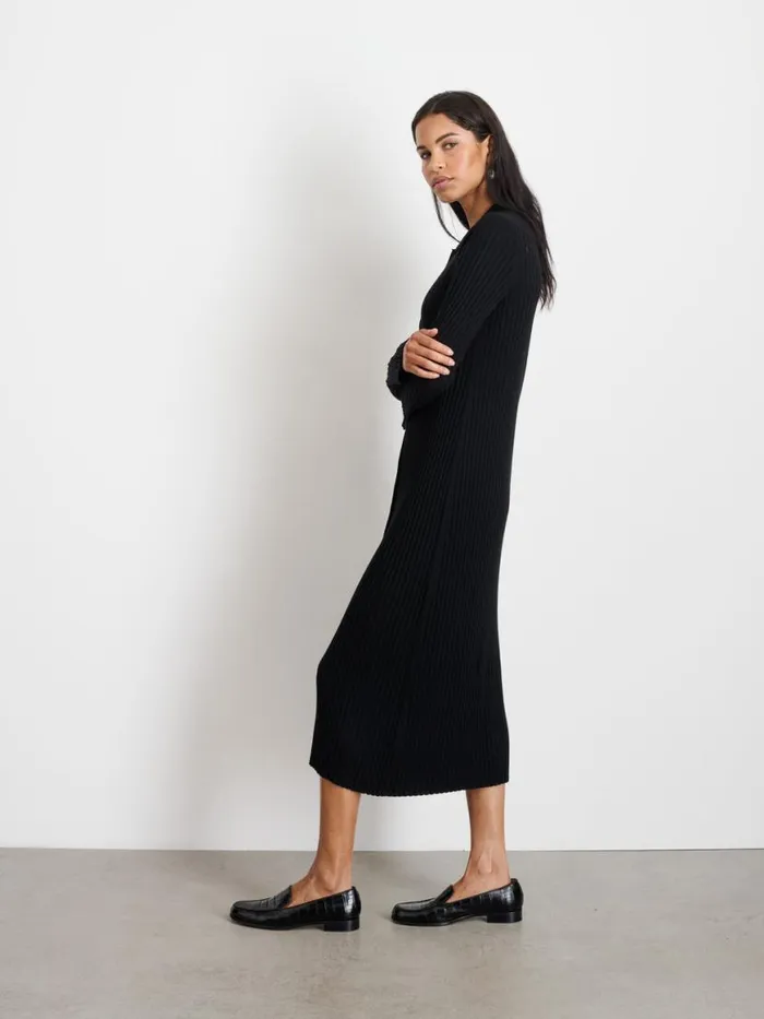Alex Mill Long Sleeve Alice Ribbed Dress Black Women Dresses Skirts