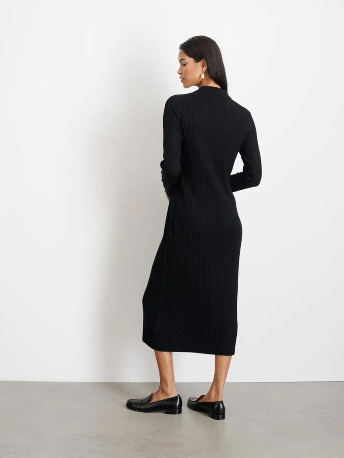 Alex Mill Long Sleeve Alice Ribbed Dress Black Women Dresses Skirts