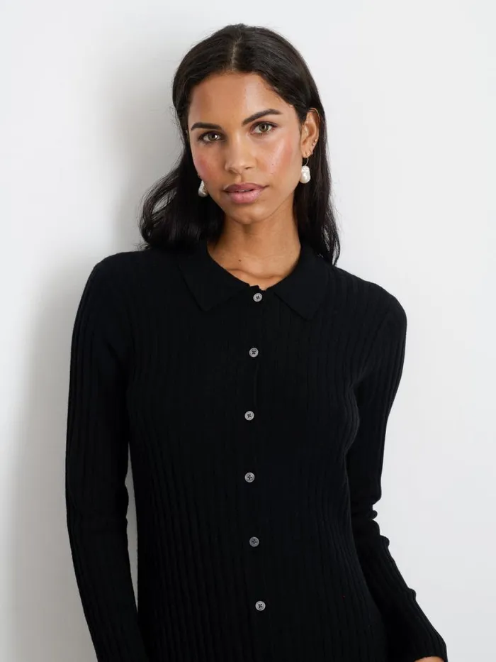 Alex Mill Long Sleeve Alice Ribbed Dress Black Women Dresses Skirts