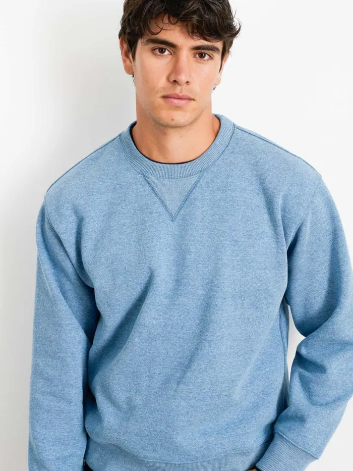 Alex Mill Marlon Sweatshirt In Cotton Fleece Heather Delft Blue Men Sweaters Sweatshirts