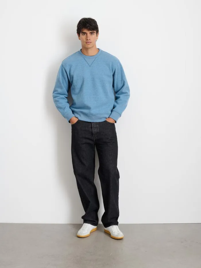 Alex Mill Marlon Sweatshirt In Cotton Fleece Heather Delft Blue Men Sweaters Sweatshirts